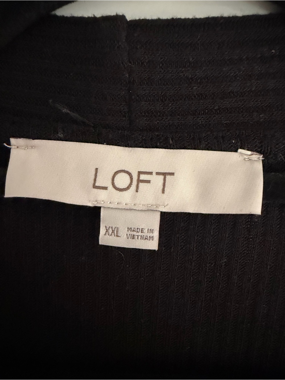 LOFT Long Black Button-Front Ribbed Cardigan - Picture 4 of 5